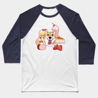 Strawberry Desserts Corgi Baseball T-Shirt